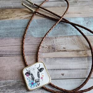 Unique cow lover bolotie Necklace, unique western jewelry